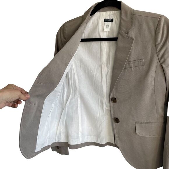 J. CREW Cotton Blazer Taupe Tan 0 - Picture 5 of 8